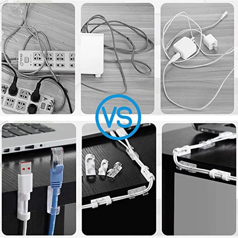20 Pcs Cable Clips Organizer Drop Wire Holder Cord Management Self-Adhesive Cable Manager Fixed Clamp Wire Winder