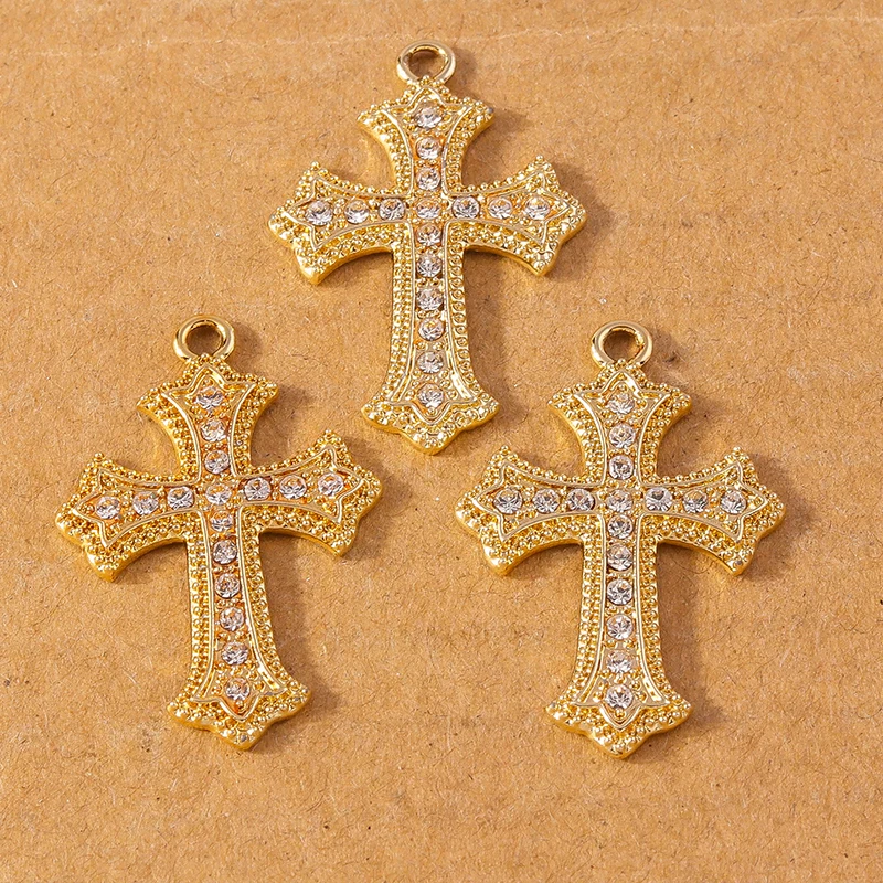 10 Stück 24*11mm Kristall Strass Kreuz Charms Anhänger für Halskette Ohrringe DIY handgemachte Schmuckherstellung Zubehör – Detail 5