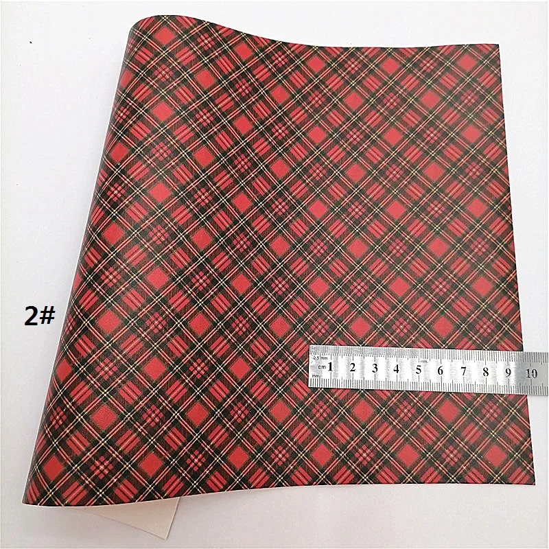 Reindeer Tartans Printed Synthetic Leather Sheets Felt Backing Smooth Faux Leather  Sheets Handmade Crafts for Bows A4 FZ603A