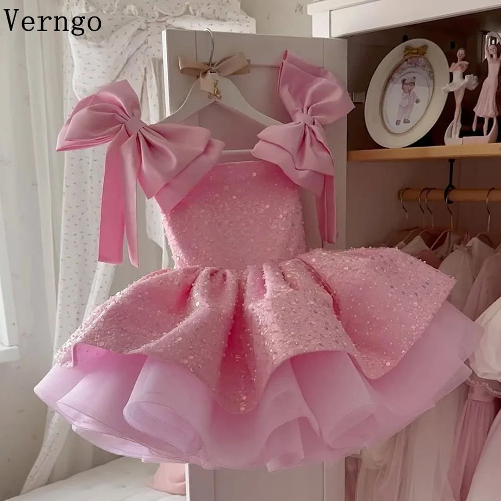 pink bow birthday dress ZAPAKA Women Tulle Pink Cocktail Dress with Bow One Shoulder Short Party Dress, Pink / XL main image 0