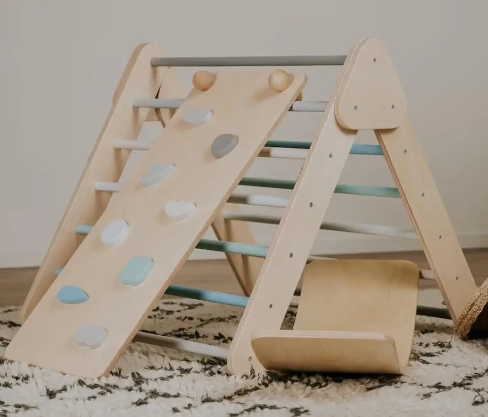 Wooden montessori climber and balance board for kids used wood montessori toy