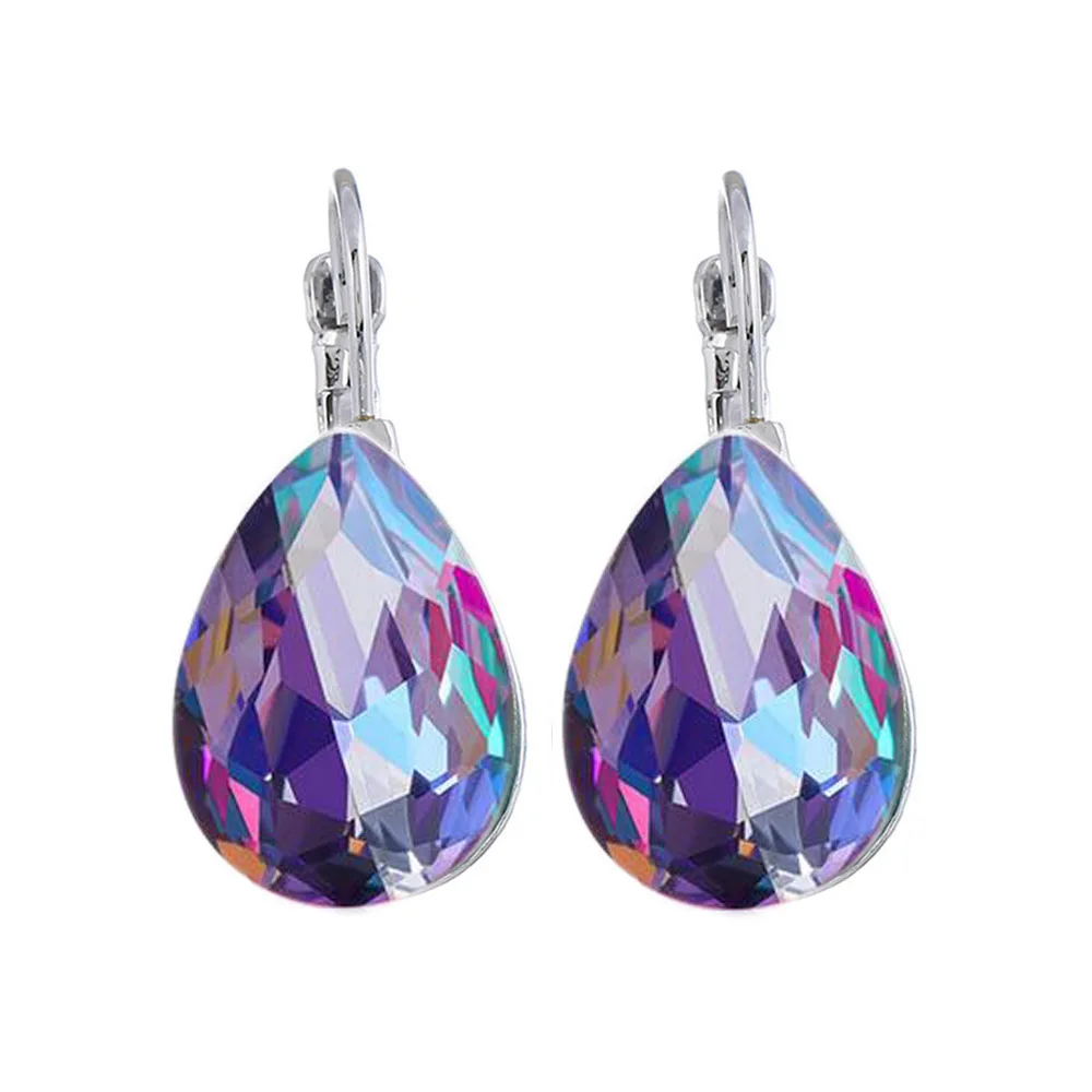 Drop Earrings Dangle Earrings Silver Jewelry Crystal Earrings Geometric Earrings Blue Crystal Water Drop Earrings For Women