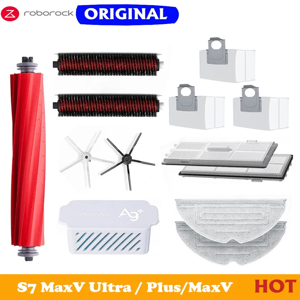 

Roborock S7 MaxV Ultra Original Accessory Clean Spare Parts Filter Dust Bag mop Roller Silica Gel Main Brush Vacuum Cleaner