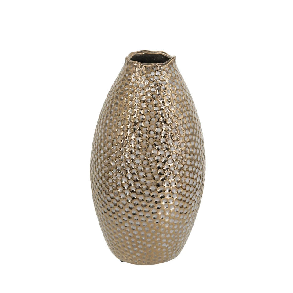Textured Bronze Ceramic Accent Flower Vase