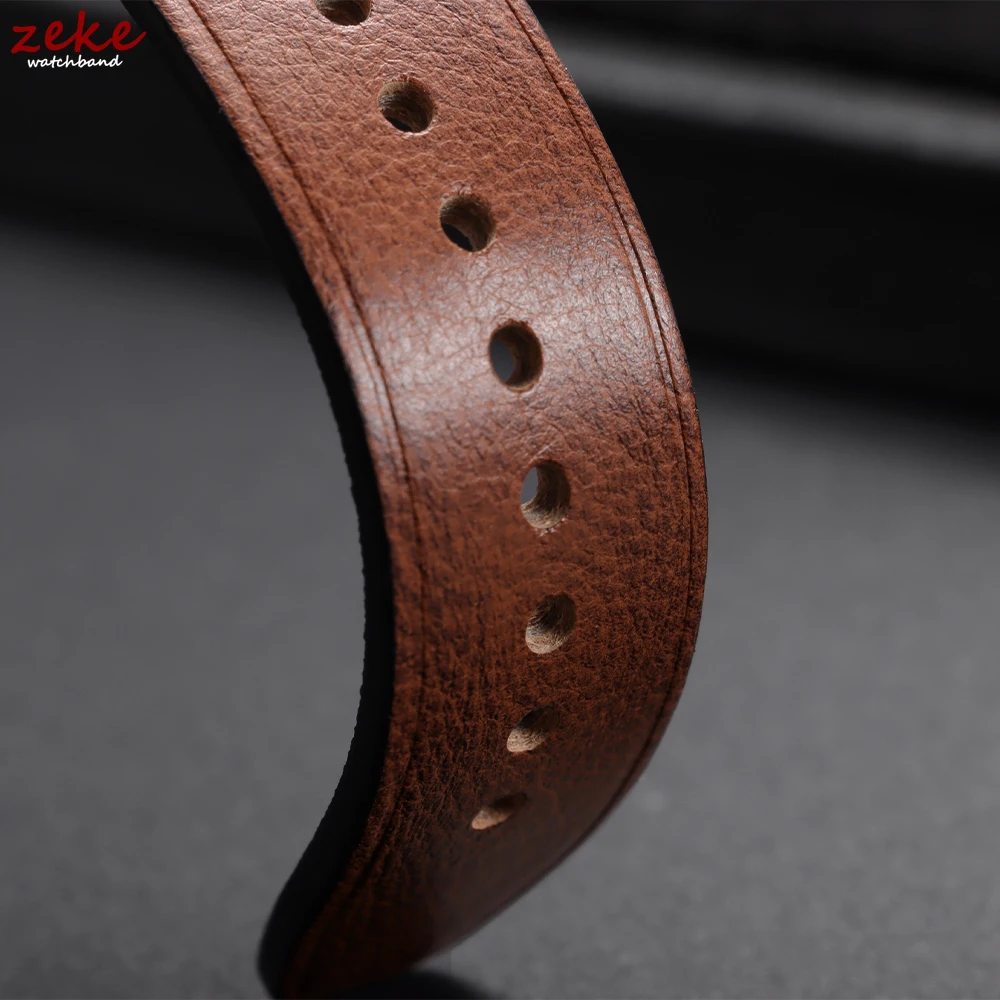Vintage Brown Genuine Leather Watch Strap – Retro Rub Colour Calfskin with Quick Release