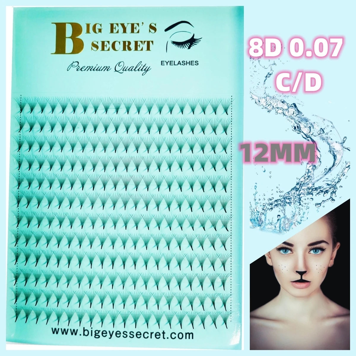 

BES Pointy Lashes Premade Volume Fans Mega Tray Thin Stem Russian Eyelash Extensions D Curl Sharp Milk