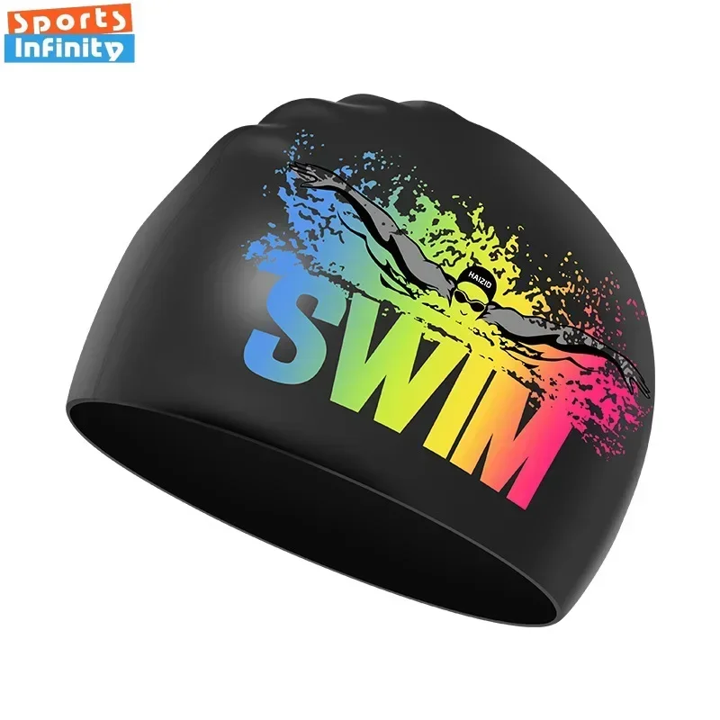 Cuffie da nuoto per adulti uomo donna cuffia da piscina in Silicone protezione per l'orecchio cappelli da bagno per capelli lunghi e corti cappello da immersione impermeabile  18