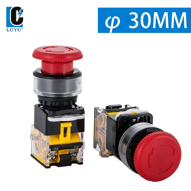 

Emergency Stop Switch LA38-11ZS Self-locking Emergency Switch STOP Mushroom Head Switch Button 30mm