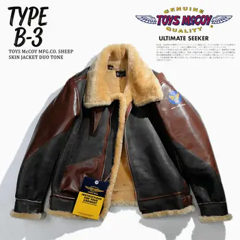 TOYS McCOY B-3 Rare Horse Skin Sheepskin Spliced Wool Two-Tone Flight Jacket 1