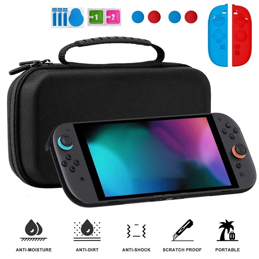 10in1 Storage Travel Bag for Switch 2 Silicone Cover Grips Portable Carrying Protective Case Film Set for Switch 2 for NS2 Game