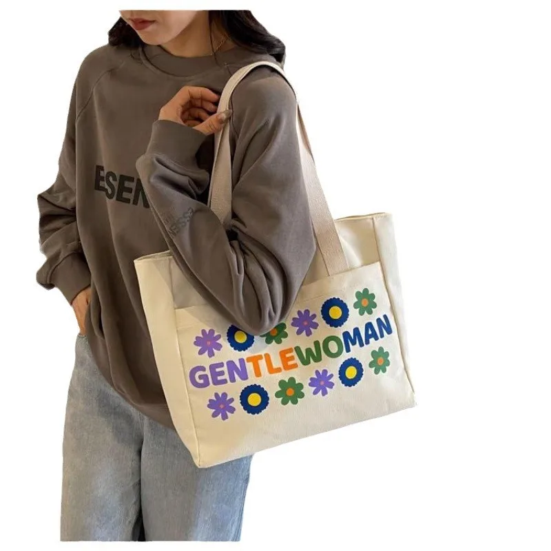 Women Large Capacity Commuting Tote Bag Simple Student Shoulder Bag