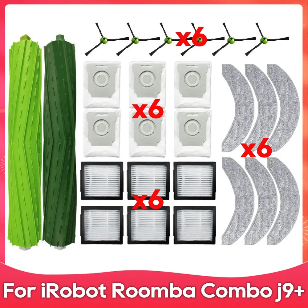 Fit For iRobot Roomba Combo j9+ / j7+ Roller Side Brush Filter Mop Cloths Rag Dust Bag Robot Vacuums Spare Part Accessory