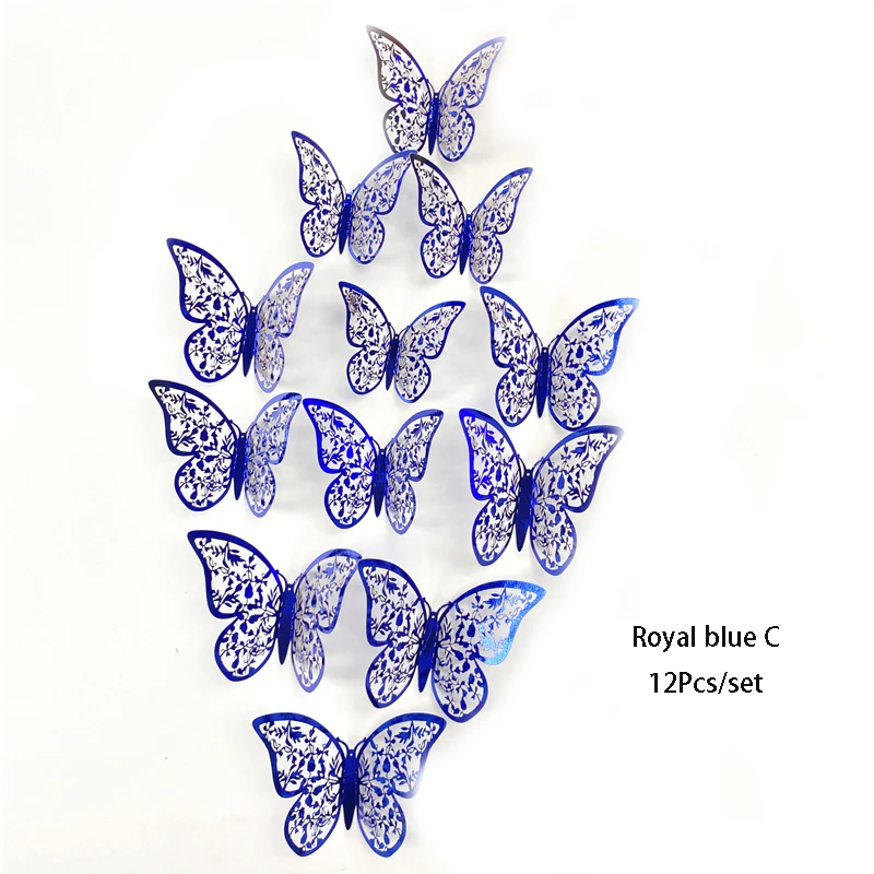 Iridescent 3D Butterfly Wall Stickers in Purple, Green, and Blue
