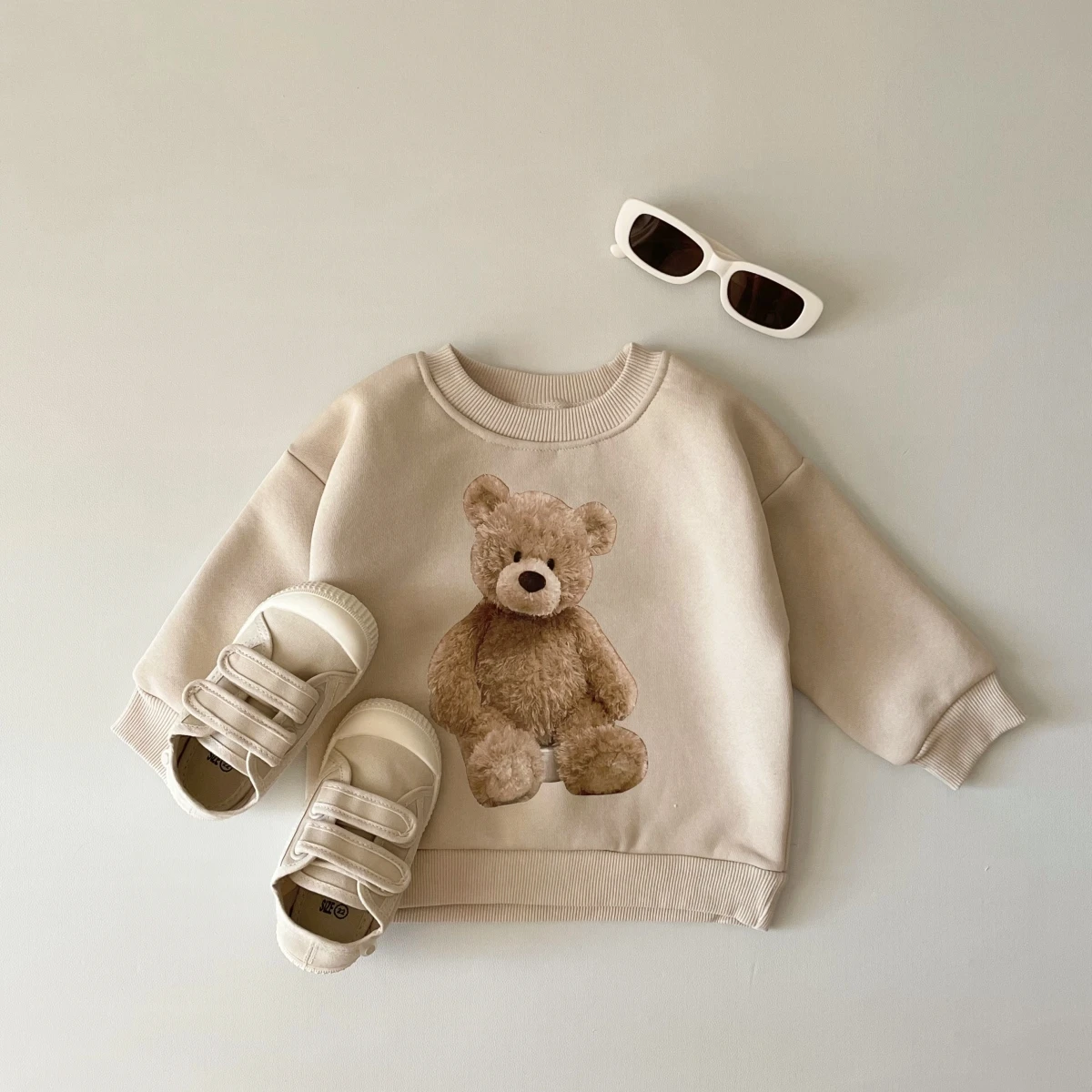 Baby Clothes Little Bear Print Casual Sweater Autumn Winter Thick Girls  Shirt Boys Pullover Tops Soft Comfortable 1