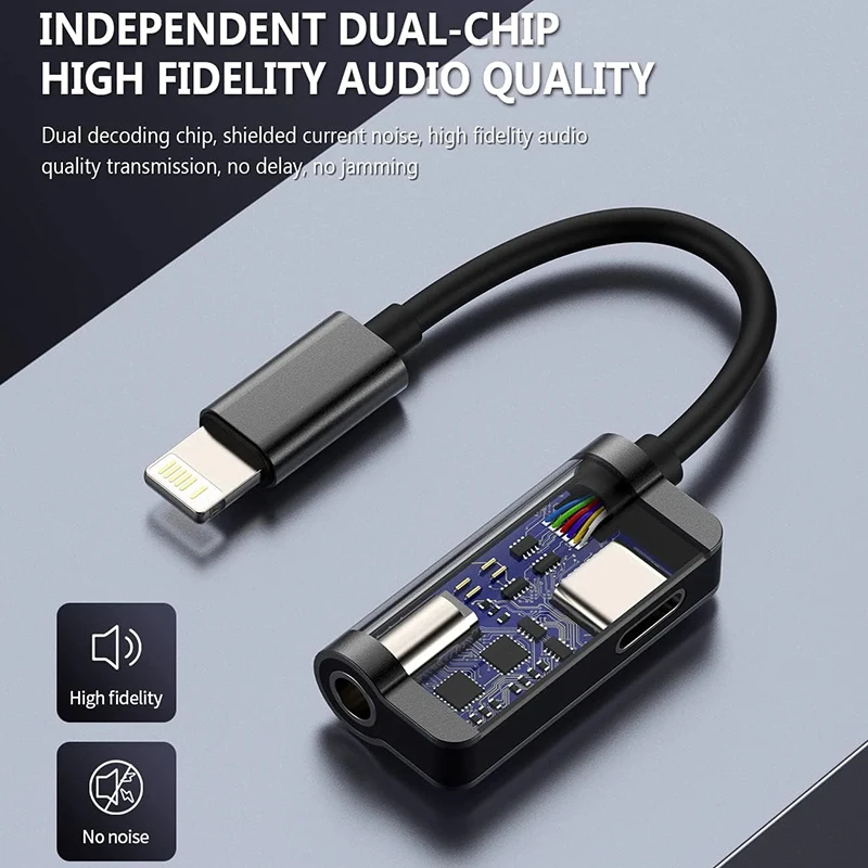 Portable Audio Jack Headphone Splitter Adapter 2 In 1 iOS 3.5mm AUX Apple iPhone 14 13 12 11 Pro Max Plus XS XR SE 8 audio earphone converter 3.5mm audio adapter audio headphone adapter