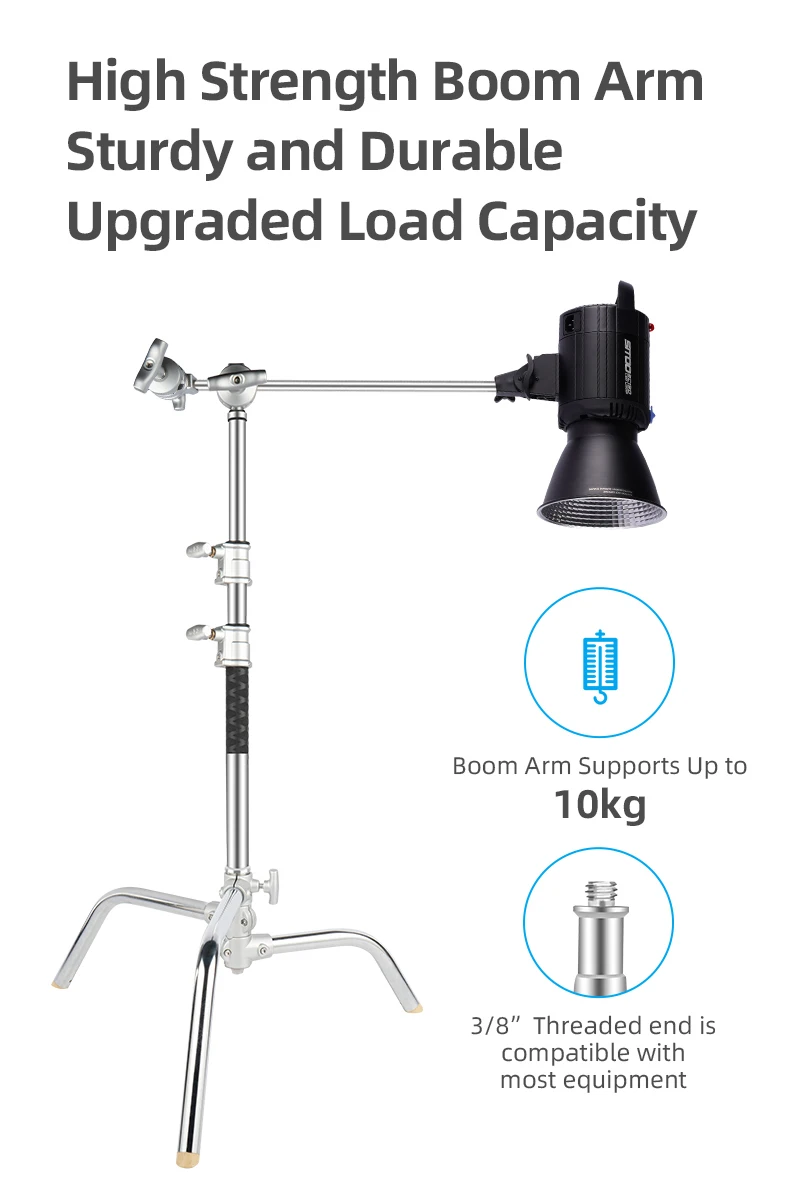 20 Inch Photography C-Stand Anti-slip Stainless Steel Light Stand With Extensio