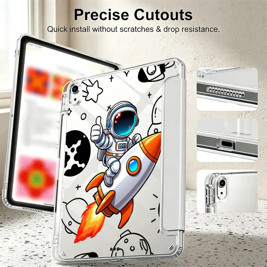 Spaceman Cartoon Tablet Case with Pen Slot Cover