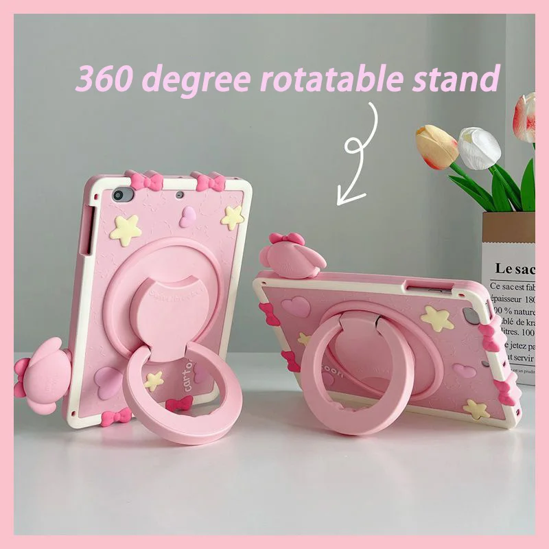 Sanrio Melody para Ipad Concha Protetora Rotação de 360 Graus Capa para Ipad 10 Pro 11 9th 8th 7th 10.2 Air Mini Case