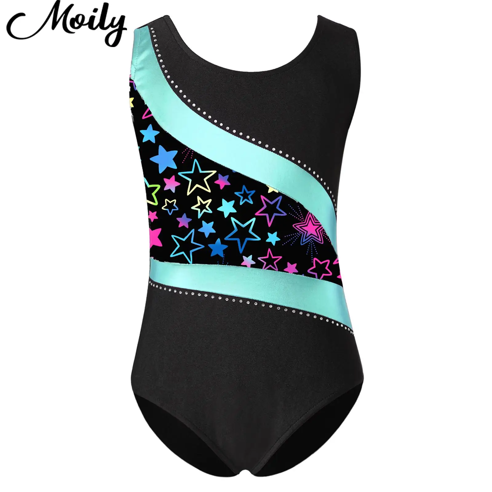 

Girls Athletic Ballet Costumes Dancewear Gymnastics Leotard Sleeveless Sparkly Bodysuit Kids Yoga Dance Training Sport Jumpsuit