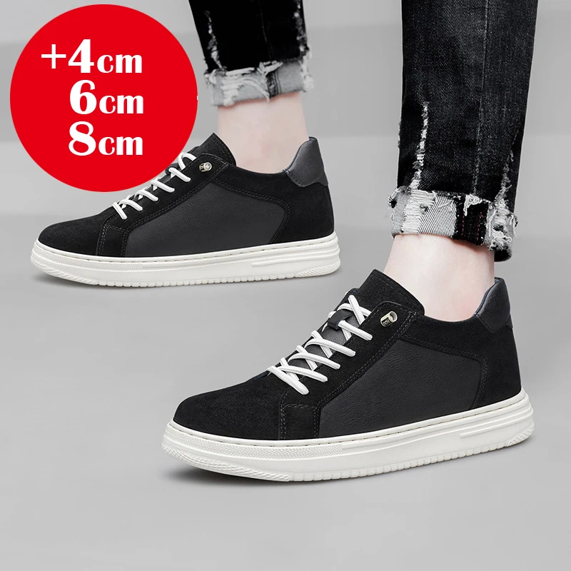 Men Casual Sneakers Elevator Shoes Hidden Heels Breathable Heightening Shoes For Man Increase Insole 8CM 6CM Optional Height