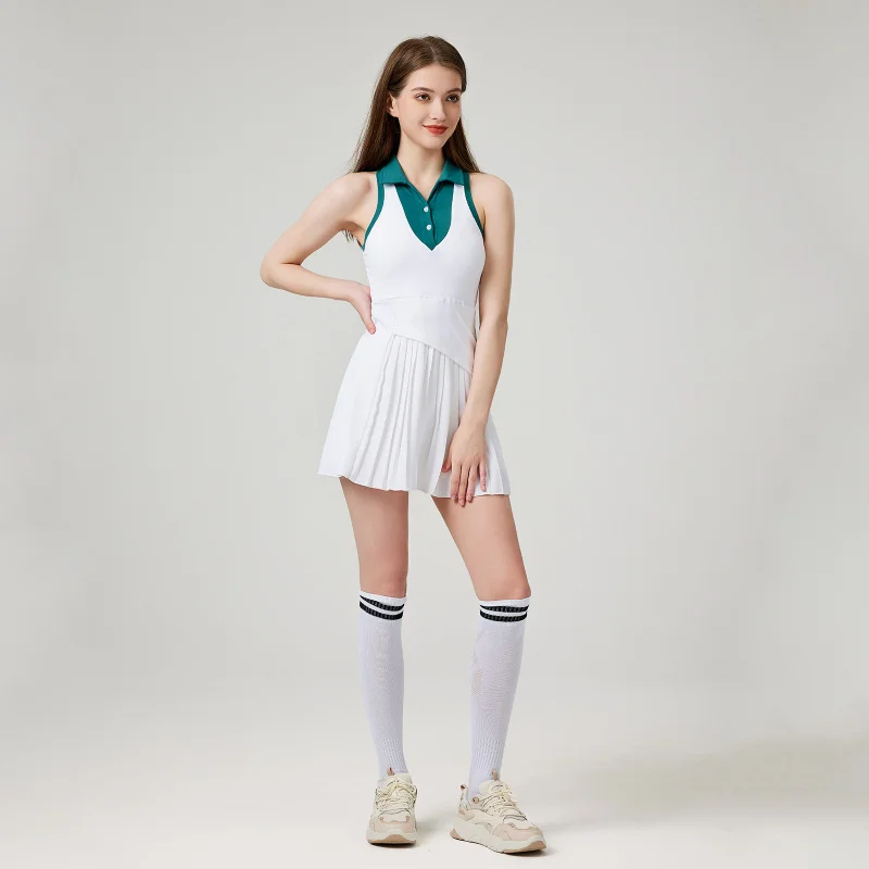 Professional Sleeveless White Women's Sports Tennis Skirt Dress Running Yoga Pickleball Quick-Drying Badminton Pleated Skirts