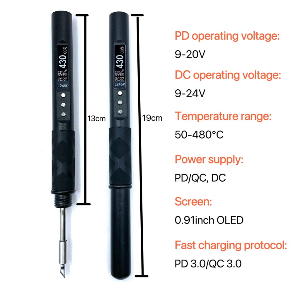 휴대용 전기 납땜 다리미, 알루미늄 합금 CNC 쉘, JBC245 L245 호환, L245P PD 65W DC 90W