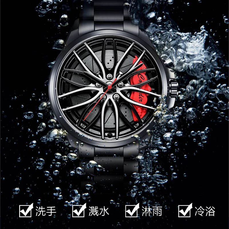 Fashion Luminous Watch Men's Hollowed Out Car Wheel Hub Business Waterproof Quartz Luxury Clock Wristwatch Sports High Quality 2