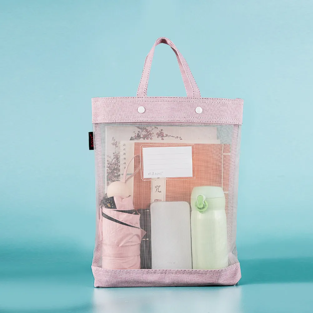 2Pcs 문서 폴더 파일 가방 스냅 버튼 디자인 사무실 홈 학생을위한 휴대용 문서 주최자 파일 홀더 보관 가방