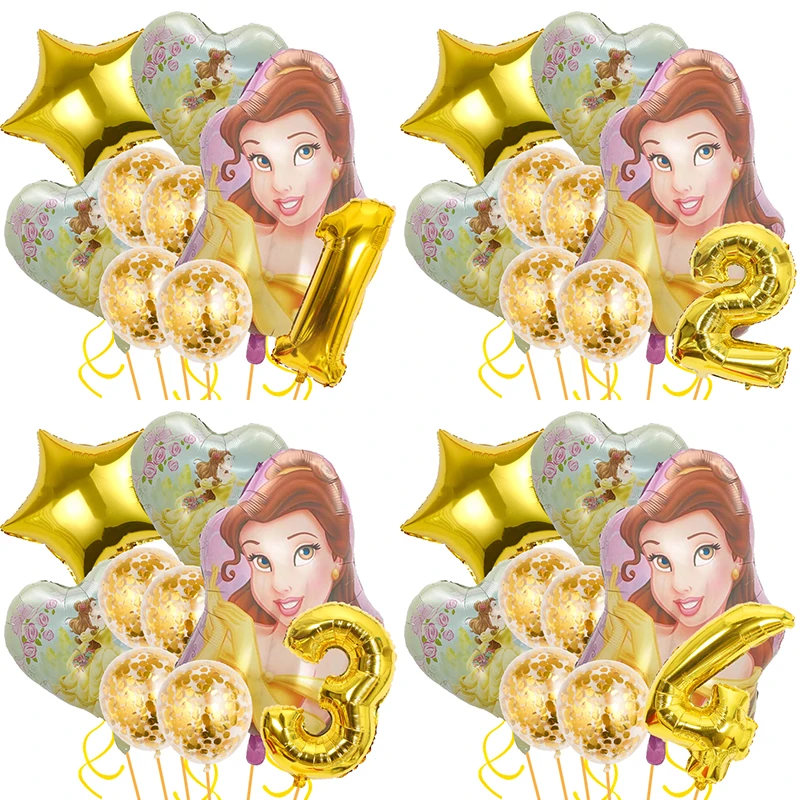 Фото Disney Princess Belle вечерние украшения из фольги Balloons возлюбленные шары, подарки для девушек, праздничные цифры, аксессуары №1