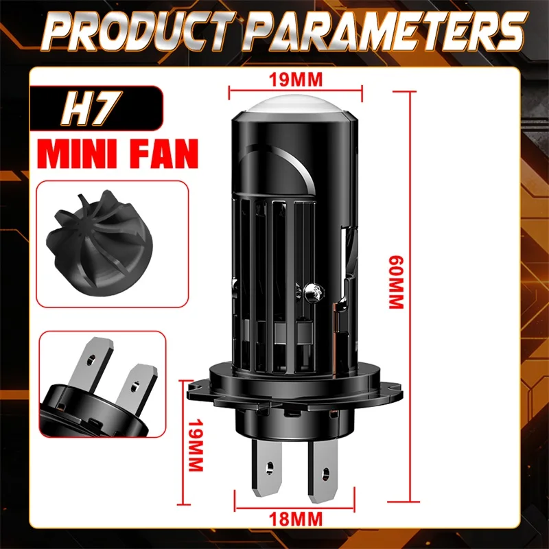 รูปสินค้า ไฟหน้า LED กำลังสูง H7 4000000LM สว่างไกล 12V สำหรับรถยนต์