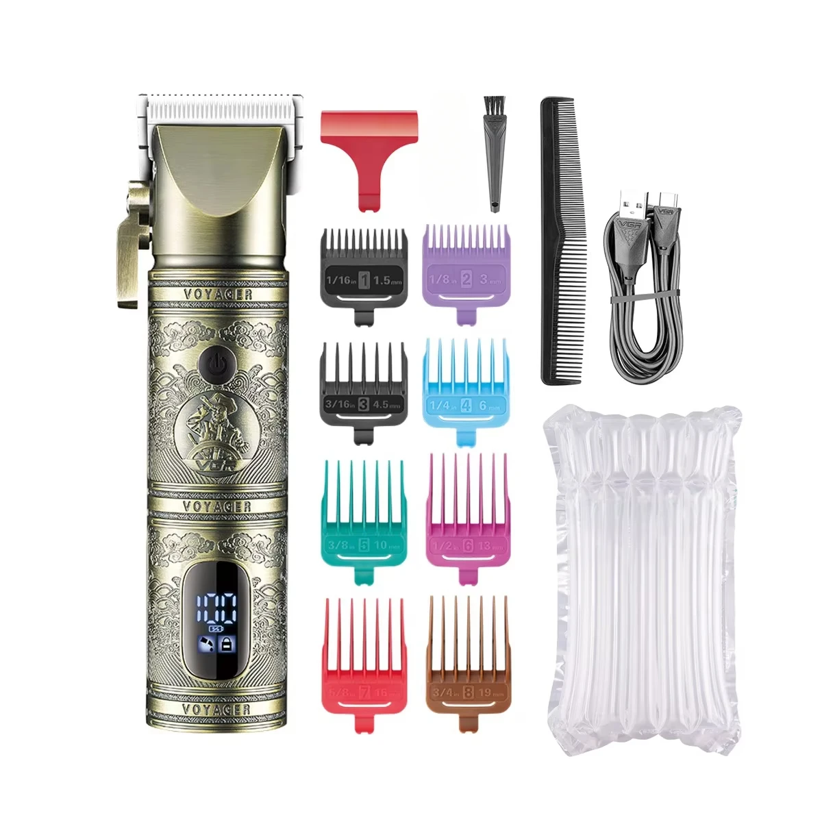 VGR مقص الشعر المهنية الشعر المتقلب LED عرض آلة قط...