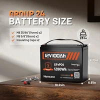 Batterie LiFePO4 Humsienk 12V 100Ah avec BMS 100A et Bluetooth, 15000 cycles, batterie au phosphate de fer et de lithium pour stockage d'énergie solaire domestique 6