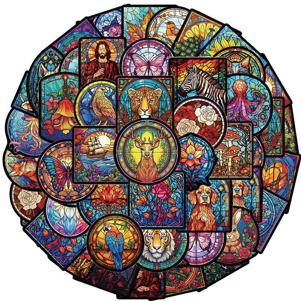 

10/50Pcs Cartoon Painting Glass Animal Aesthetic Varied Stickers Pack for Kid Graffiti Decals Laptop Helmet Notebook Decoration