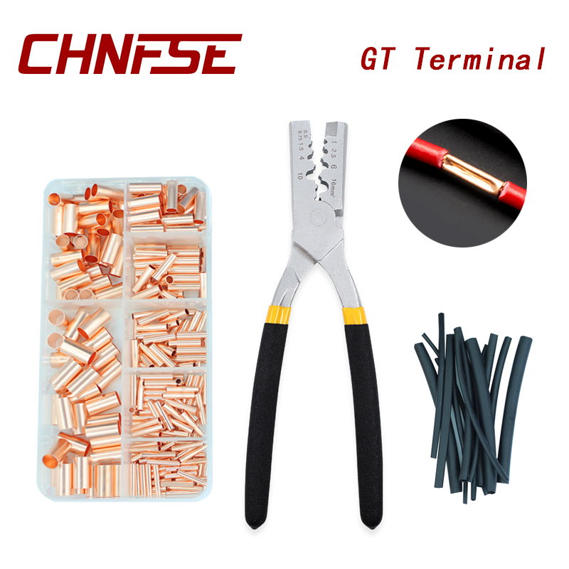 125/250PCS Terminal Pliers Copper Connecting Pipe Wire Joint Small Copper Tube Terminal Cable Lug Bootlace Ferrule With Tube