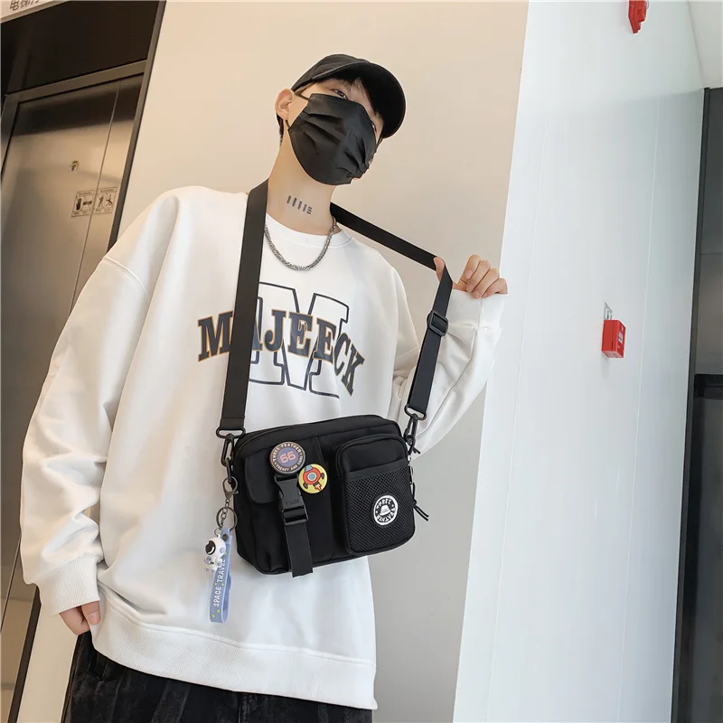 Unisex Nylon Cute Small Messenger Multiple Pockets Sling Shoulder Bag Handbag for College Work Travel Gym