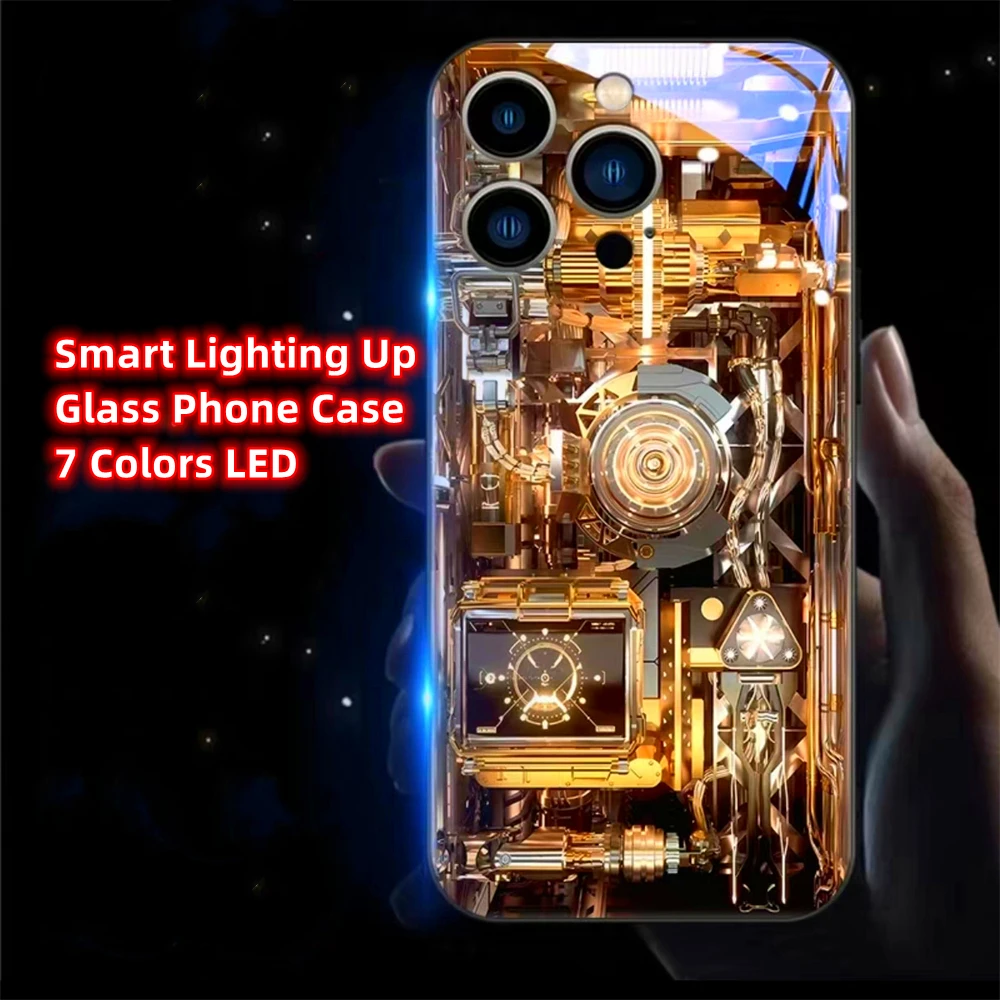 

Golden Machinery Wheel Sound Control LED Flash Cases Luminous Cover For Samsung S24 S23 S22 S21 S20 FE Note 10 20 Plus Ultra A54