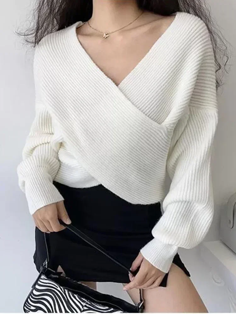 Women Winter Autumn Sweater V-neck Top New Korean Version