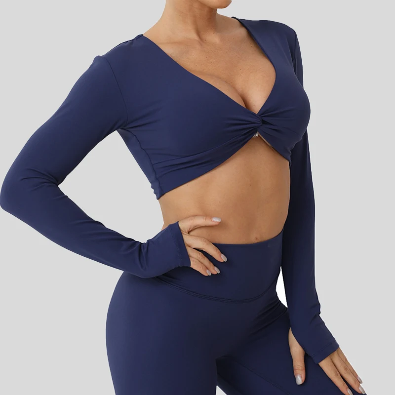 Sexy Long Sleeve Shirt Women Gym Crop Top Women Quick Dry Yoga Clothing Outdoor Leisure Long Sleeved Top Female Cross Sportswear