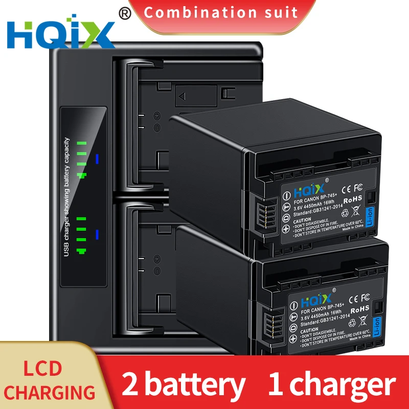 Hqix Per Canon Ivis Hf R82 R800 Legria Hf R36 R46 R38 R56 R66 R76 R86 R306 R506 R606 R706 Macchina Fotografica Bp-745 Dualcharger Batteria