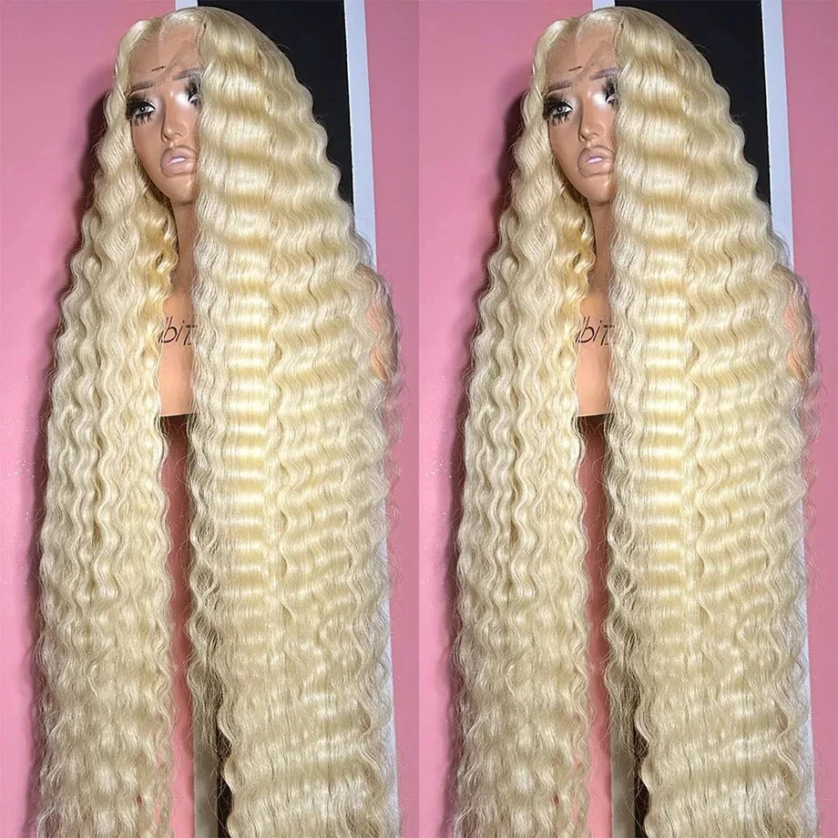 

613 HD Transparent 13x6 Lace Frontal Wig Honey Blonde Deep Wave Brazilian Curly 13x4 Lace Front Human Hair Wigs For Women