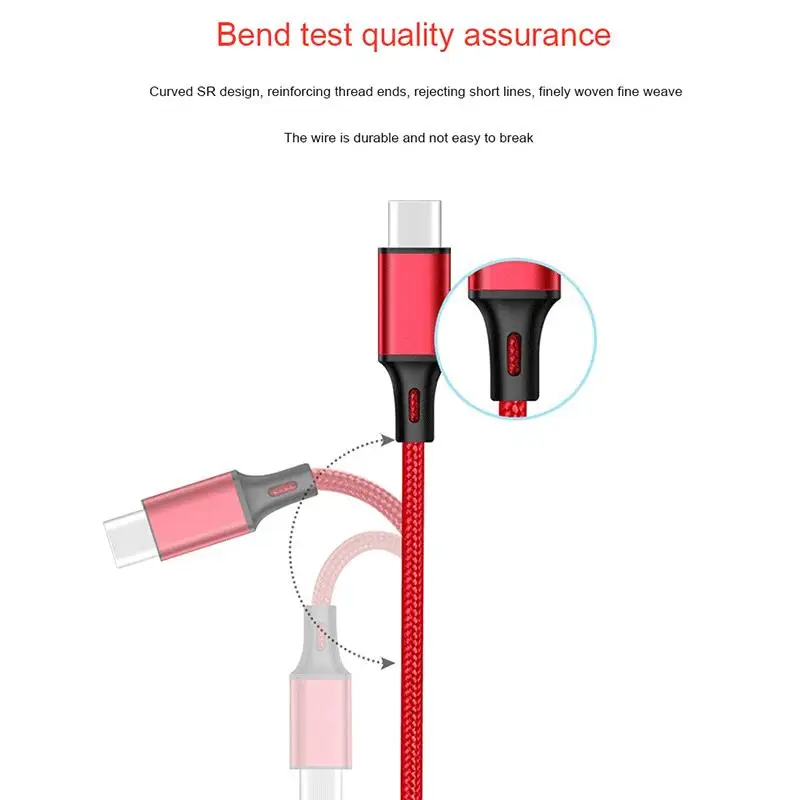 USB 타입 C 케이블 데이터 동기화 2.4A 고속 충전 삼성 화웨이 안드로이드 휴대폰용 1m 2m 3m 길이 브레이디드 와이어 충전 케이블