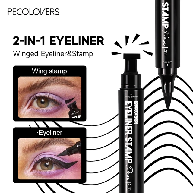 2 In1 Winged Stamp Liquid Eyeliner Pencil Eyes Makeup Waterproof Fast Dry  Lasting Cosmetics Black Stamps Seal Eyeliner Pen - Eyeliner - AliExpress