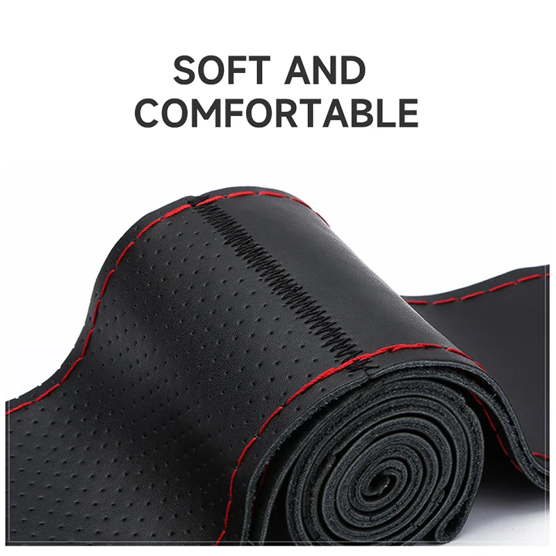 Steering Wheel Cover SEAMETAL Genuine Leather 37-38cm Anti-Slip