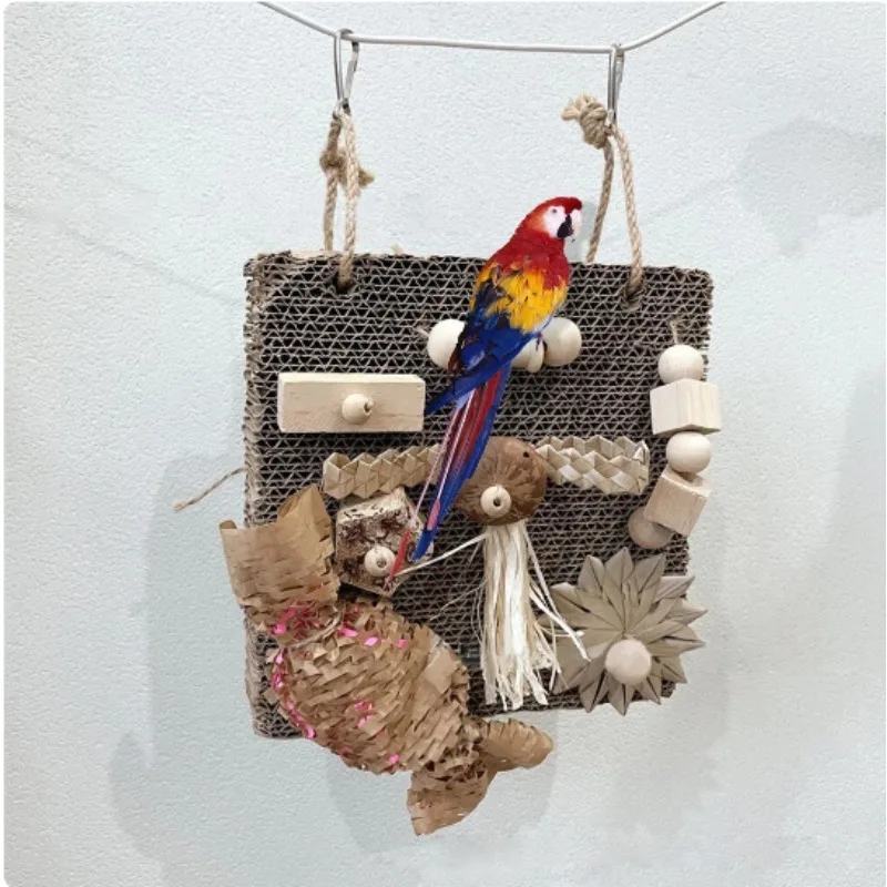 Parrot toy bird toy decompression venting toy cardboard tear bite bite grinding mouth tear toy palm leaf nut 2
