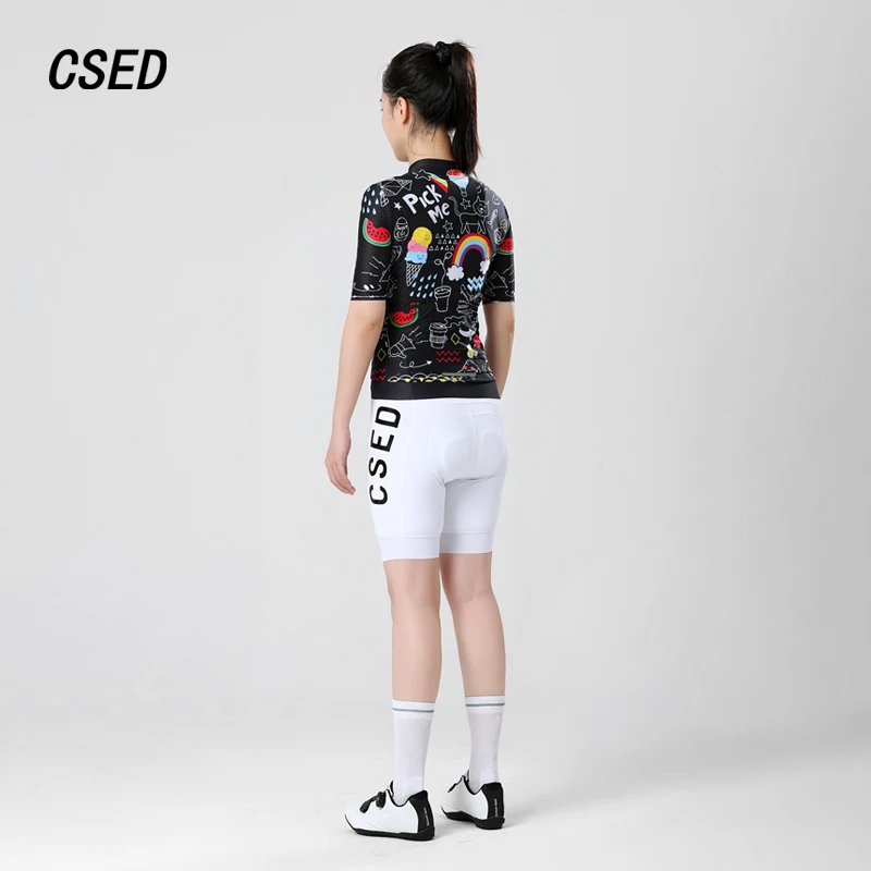 CSED Cycling Jersey Spring Summer Autumn Bicycle Riding Clothes Women's Short Sleeved Bike Clothing Full Zipper Breathable Suit