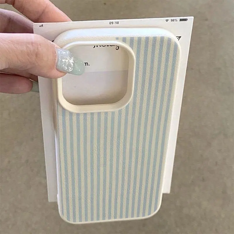 Minimalist Light Blue Striped Shockproof Phone Case - Soft Cover