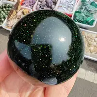 Beautiful Green Sand Golden Stone Ball Crystal Energy Healing Home Office Decoration Craft Gifts Feng Shui Ornament 1
