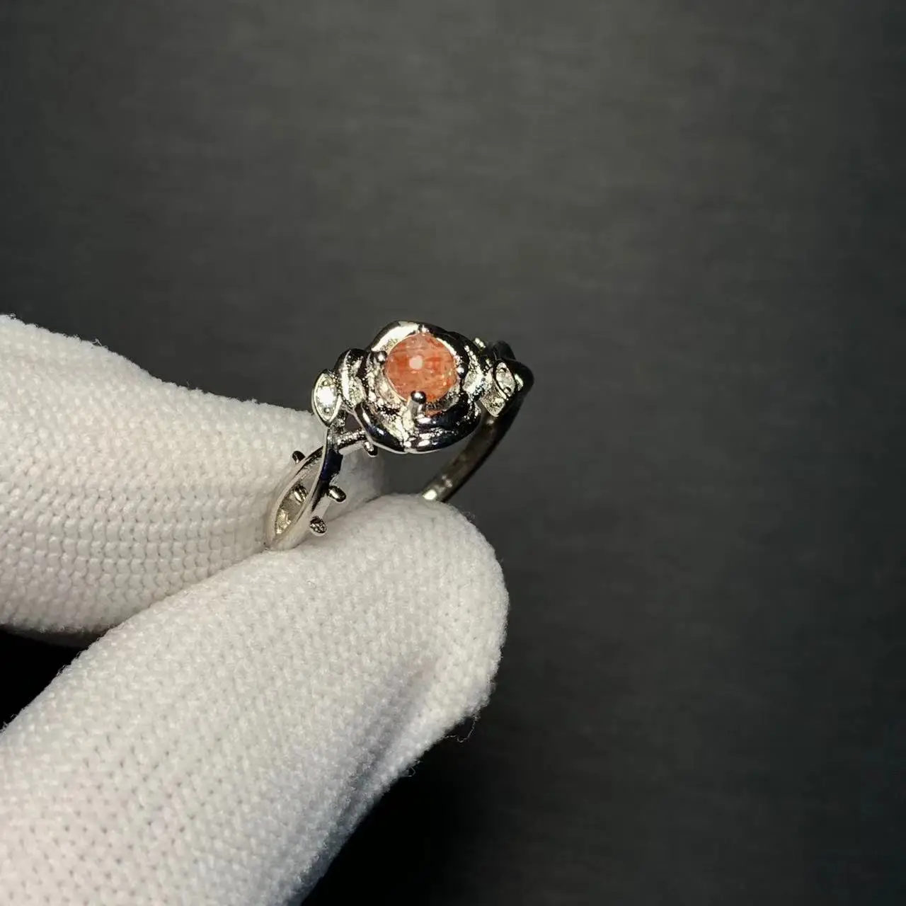 Natural Sanidine Gold Sunstone Ring Adjustable Female Heart ring Jewelry for Women Gift Wholesale High Quality Vintage Fine