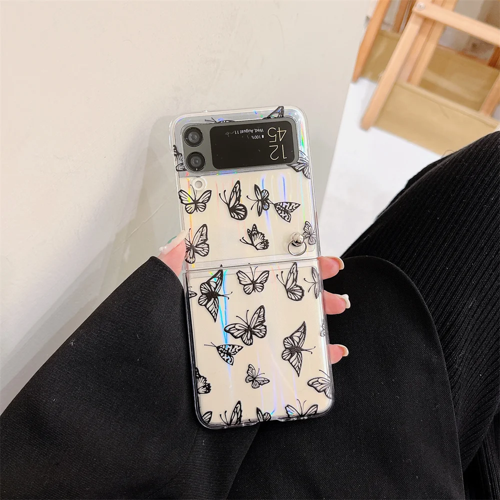 2022 New Hard PC Phone Capa Case For Samsung Galaxy Z Flip 3 5G Butterfly Funda Para Cover For Galaxy Z Flip1 2 핸드폰 케이스 Case case for galaxy z flip3 Galaxy Z Flip3 5G