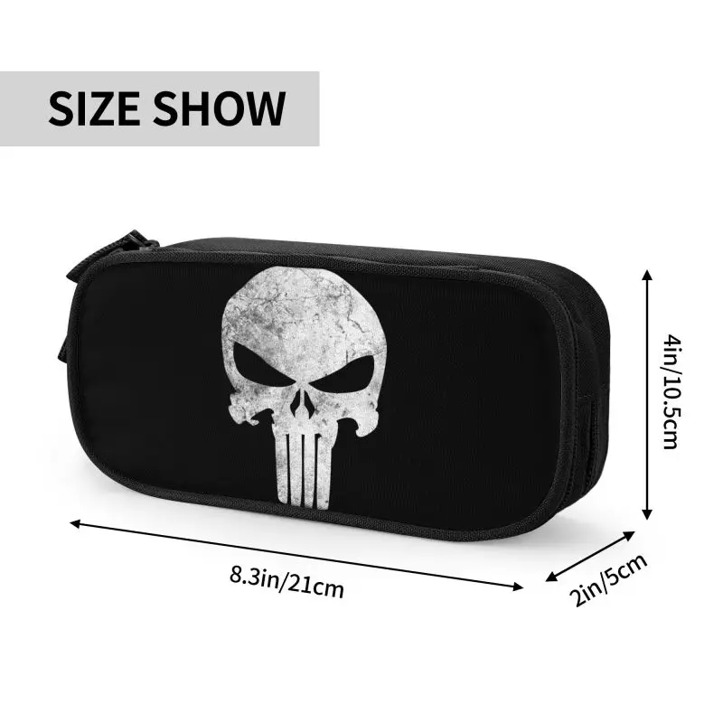 여아용 맞춤형 처벌 도구, 해골 그런지 연필 케이스, 대용량 펜 상자 가방, 학교 액세서리
